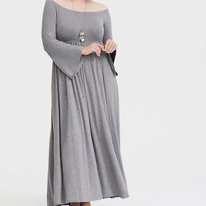 Torrid grey off the shoulder Jersey maxi dress